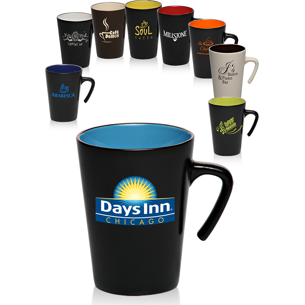 Promotional Coffee Mugs 9 oz. Aztec TwoTone Open Handle Mugs