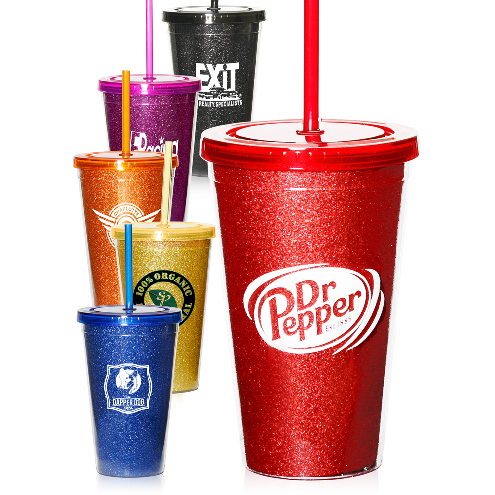 Logo 16 oz. Glittery Double Wall Acrylic Tumbler