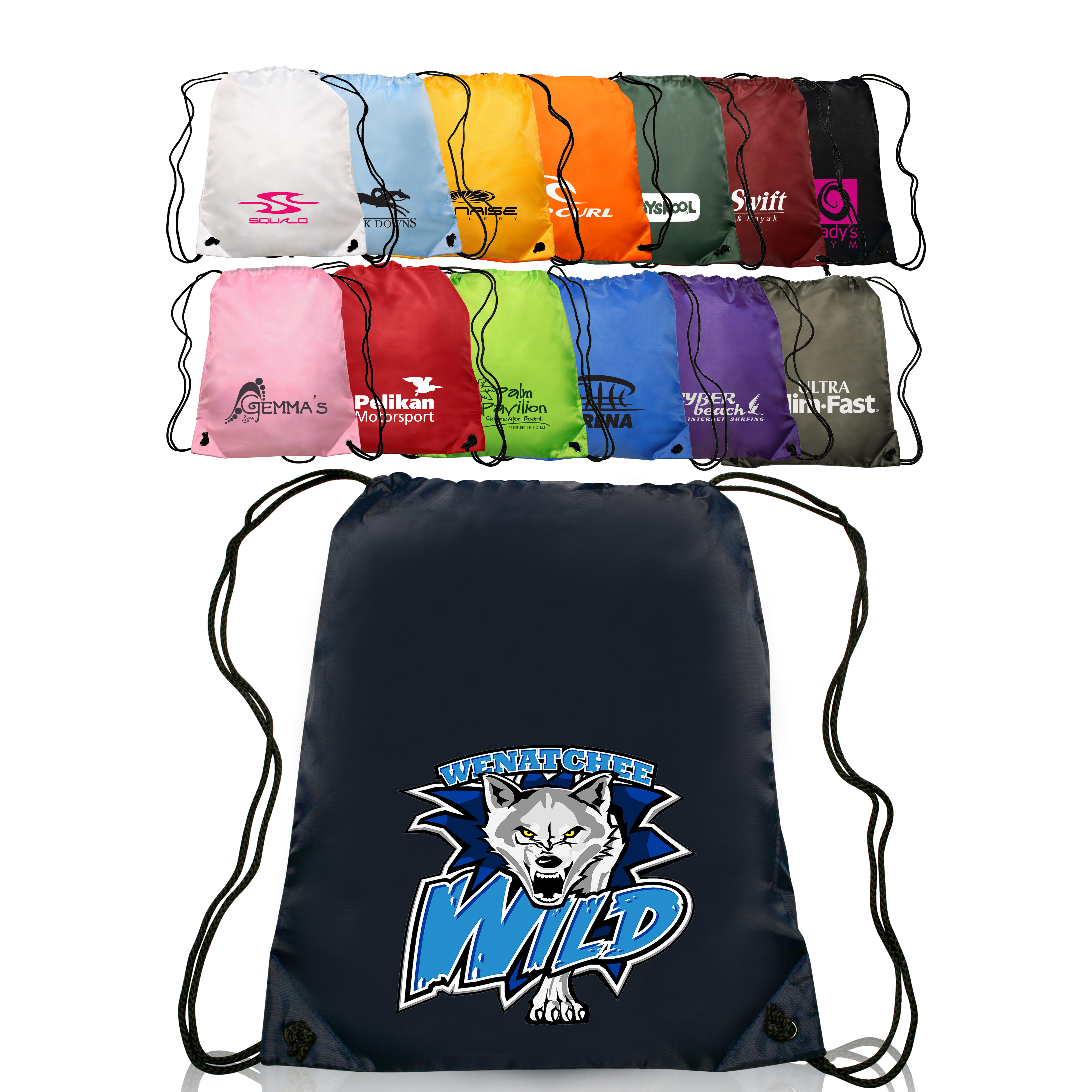 drawstring backpack with logo