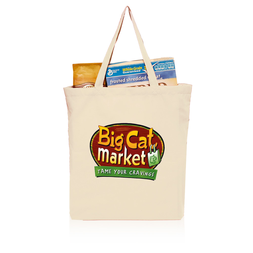 Gusseted Custom Cotton Tote Bags Printed with Logo