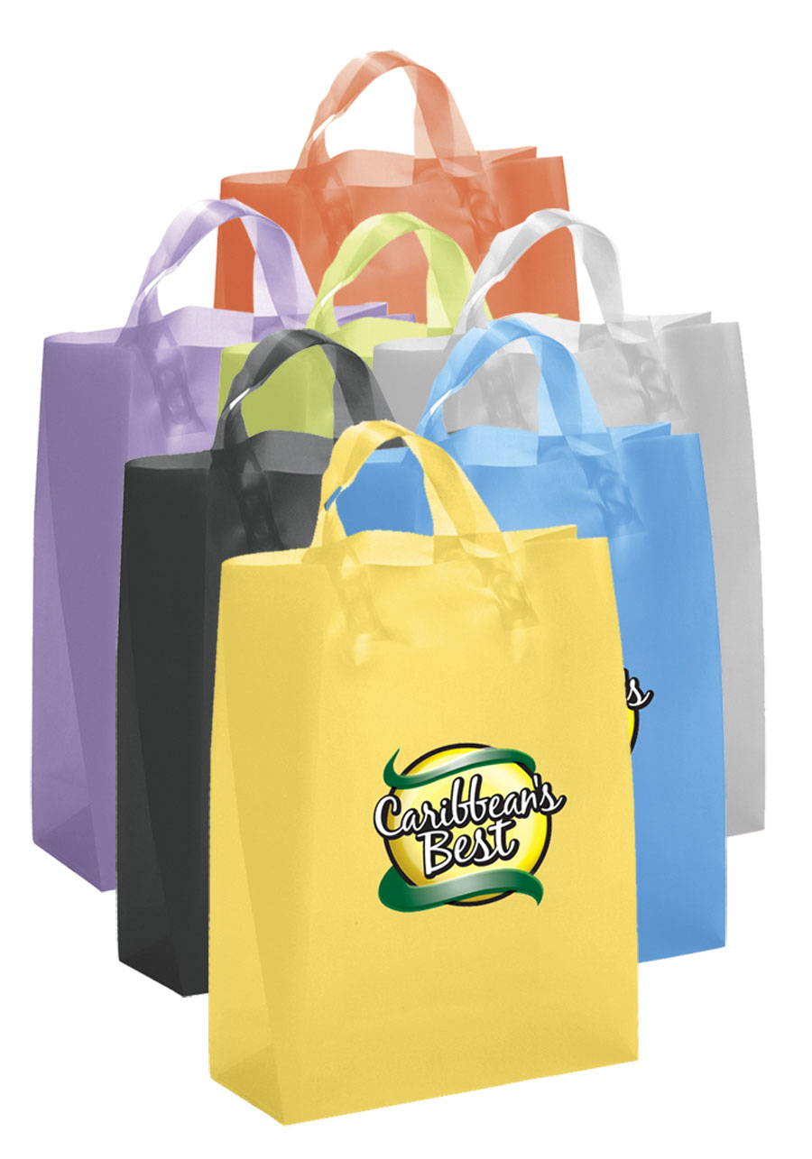 Custom Foil Hot Stamp Frosted Brite Plastic Shopping Bags | BM37S1013H - DiscountMugs