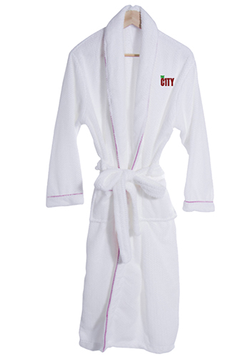 Personalized Coral Plush Robes With Trim | APR68 - DiscountMugs
