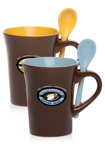 Custom Spooner Mugs – 12 oz. Chocolate Two-Tone Ceramic Mugs