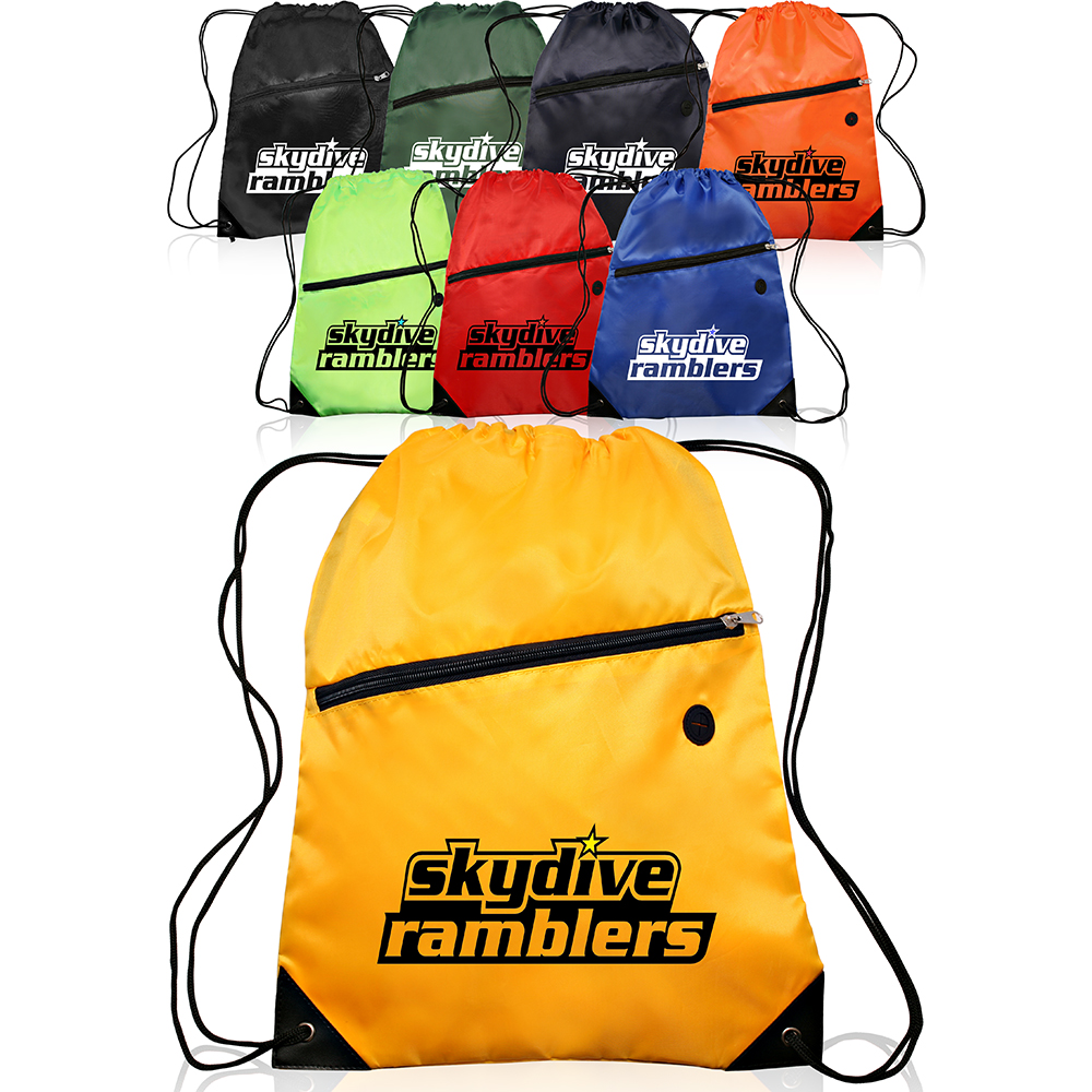 Personalized Drawstring Backpacks with Pocket | BPK14 - DiscountMugs