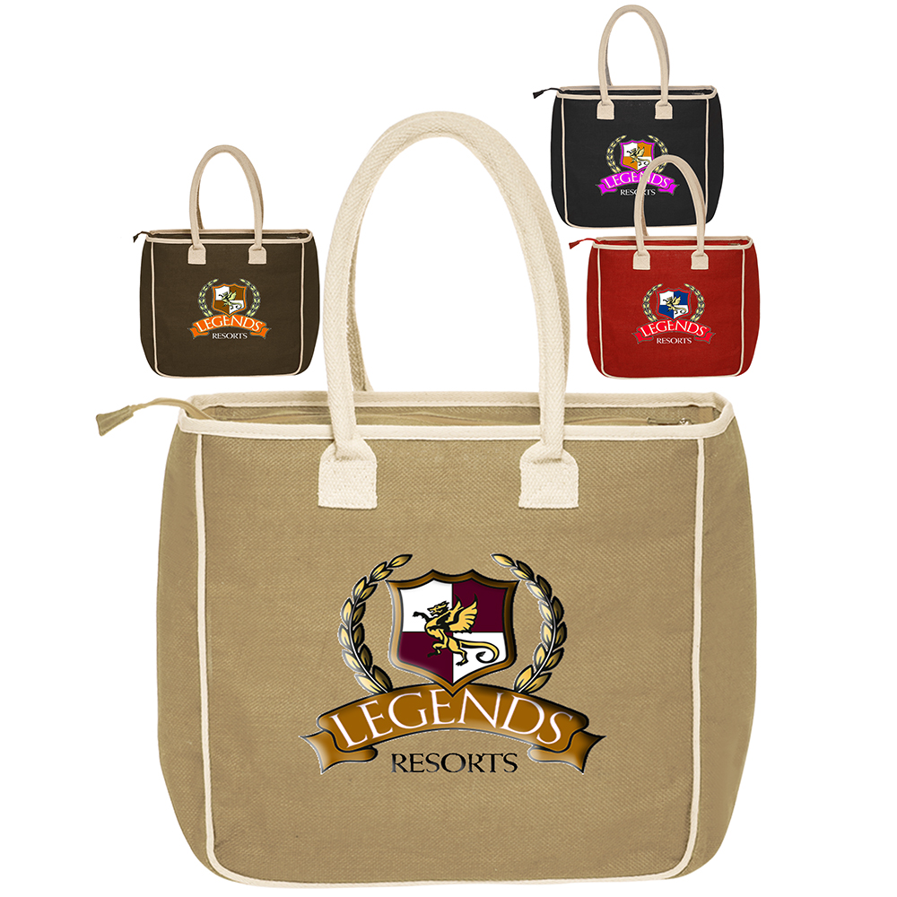 Wholesale Personalized Printed Two-Tone Jute Tote Bags TOT3763